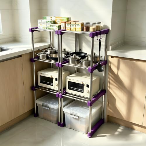 BLULEE Expandable Standing Shelf Unit, Adjustable Storage Rack Purple - Image 5