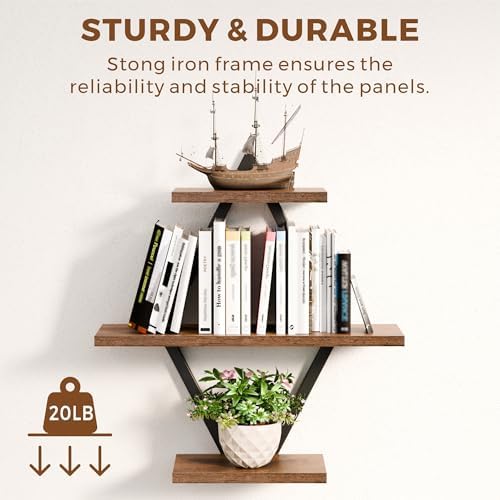 Floating Wall Shelves, Rustic Brown - Image 6