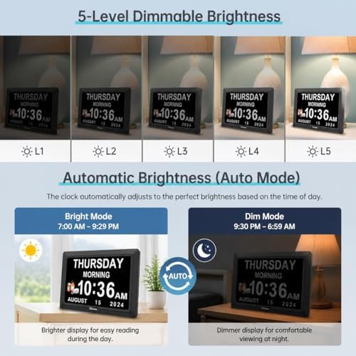 Soobest Dementia Clocks for Seniors, 7” Digital Date Clock Large Display - Image 5