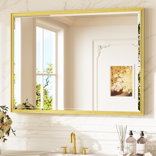 Keonjinn 40" x 30" Gold Bathroom Mirror by Keonjinn