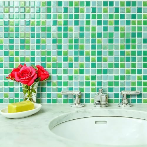 Yoillione 3D Mosaic Tile Sticker Removable Wallpaper Tile Red, 3D Self Adhesive - Image 3