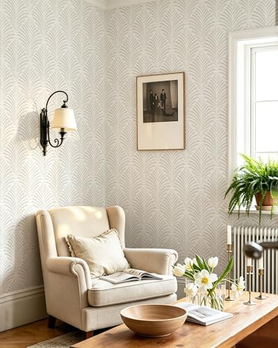 Safiyya 17.3"x196" Peel and Stick Wallpaper Boho Contact Paper Beige Neutral - Image 4