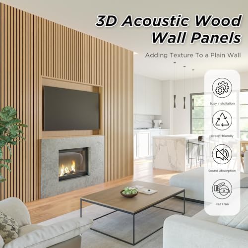 SMARTSTANDARD 4 Pack 106" x 12.6" Wood Slat Wall Panels, American Oak - Image 4