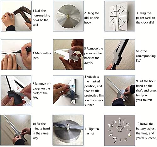 Modern Large 3D Mirror Frameless DIY Wall Clock - Image 4