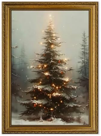 EJPFOGV Winter Snowy Christmas tree Framed Canvas Wall Art 16x24 inches by FramedCanvasWallArt