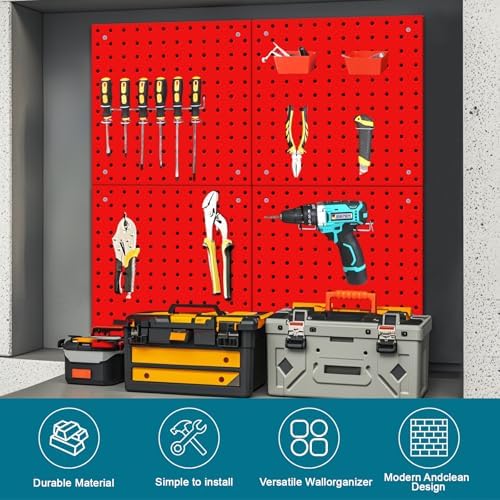 4 Pack Steel Peg Board, Universal 1/8 and 1/4 Pegboard Accessories, Office - Image 3