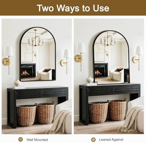 FGU Arched Bathroom Mirror for Over Sink 38"x26" Black Vanity Mirror - Image 7