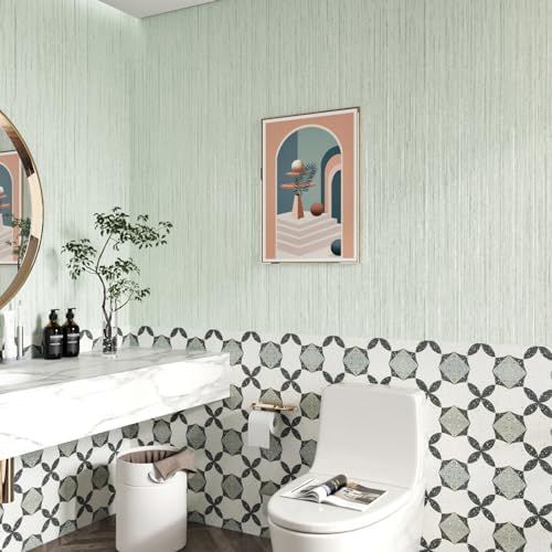 WESTICK Green Grasscloth Wallpaper Removable Textured Peel and Stick Wallpaper - Image 4