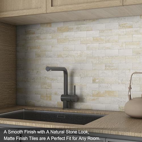 BeNice Marble Peel Stick Backsplash Tile Kitchen Blue Yellow Rust 10pcs - Image 4