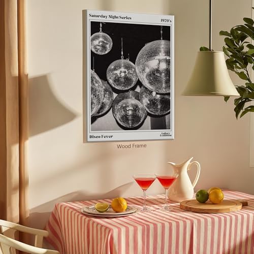 70s Disco Ball Wall Art 8x12in Wooden Framed Vintage Black and White Newspaper - Image 4