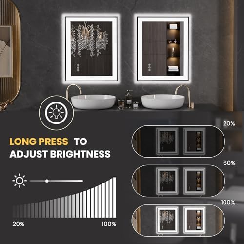 LOAAO 20"X28" LED Bathroom Mirror Black Framed - Image 3