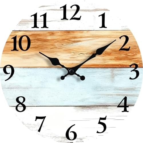 Retro Rustic and Beach Style 10 Inch Wooden Wall Clock by EZXZZ