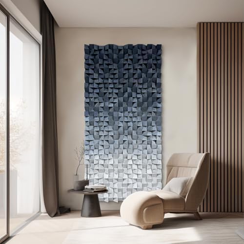 LIUZEYUE Light-to-Dark Cube Relief, 3D Wood Wall Art, Carved Wood Texture by Unknown
