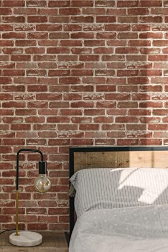 Hopeak Red Brick Wallpaper Self-Adhesive Peel and Stick Wallpaper Waterproof - Image 5