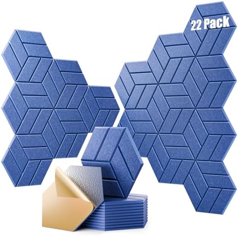 22Pcs Acoustic Panels with Self-adhesive, Hexagonal Soundproof Wall Panels High by OTUOER