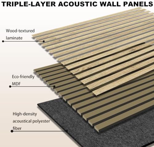 4 Pack Wood Panels For Wall, 47.2"x23.6" Acoustic Slat Panels, Light Oak - Image 3