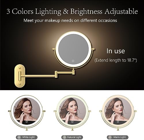 9" Wall Mounted Lighted Makeup Mirror, Oval Base - Image 3