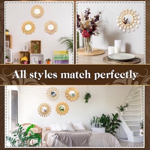 Barydat 10 Pcs Boho Gold Sun Mirrors - Image 4