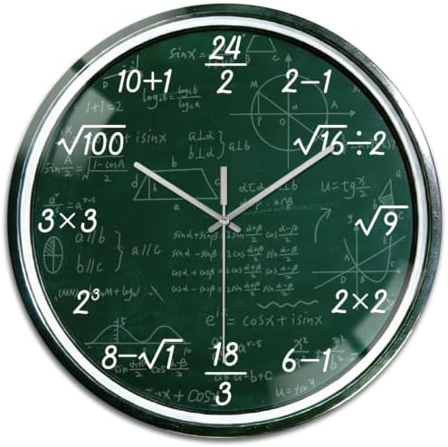 peacoblue Blackboard Math Wall Clocks Battery Operated by PEACOBLUE