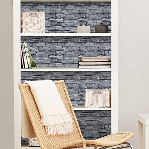 Brick Wallpaper Peel and Stick Wallpaper Grey Faux Stone Rock Wall paper - Image 5