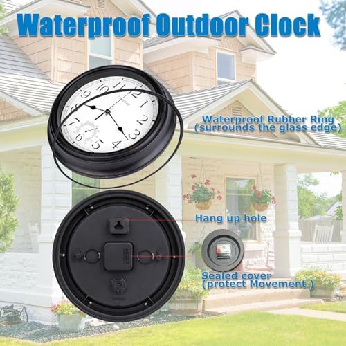2 Pack Bulk Indoor Outdoor Vintage Wall Clock 12 Inch Battery Operated - Image 6
