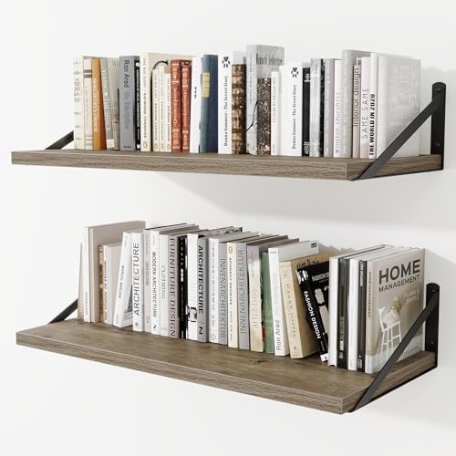 Deep Wall Shelves 30"W x 12"D Engineered Wood Floating Shelves by Venusmiles
