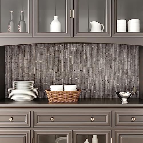 CRE8TIVE 12"x354" Taupe Brown Grasscloth Wallpaper Peel and Stick Linen Contact - Image 4