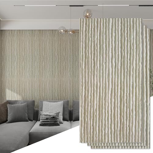 KASARO 3D Faux Stone PU Wall Panels, 3 Pack Flowstone White by KASARO