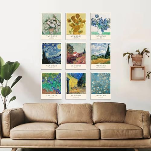 uniro Van Gogh Wall Art Prints: Vintage Van Gogh Sunflowers Starry Night Retro - Image 4