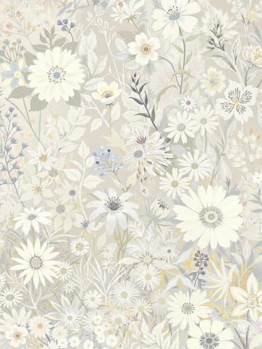 Gray Floral Wallpaper Peel and Stick by Vintique