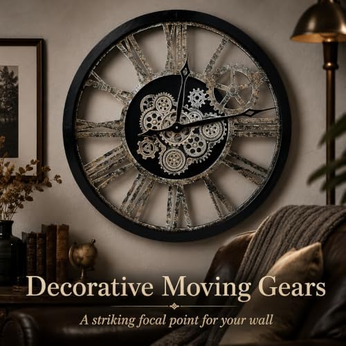 The B-Style Large Real Moving Gears Wall Clock, 30 inch - Image 4