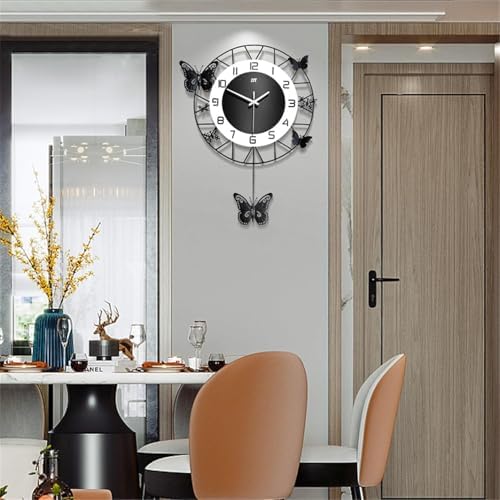 Large Wall Clock 20 Inch, Modern Pendulum Wall Clock Butterfly Art Decor Silent - Image 3