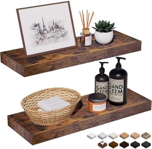 24in Rustic Brown Floating Shelves by INHABITUNION