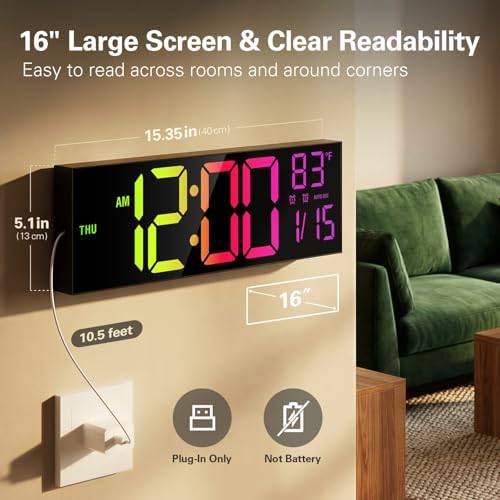 JALL 16" Large Digital Wall Clock - Image 2
