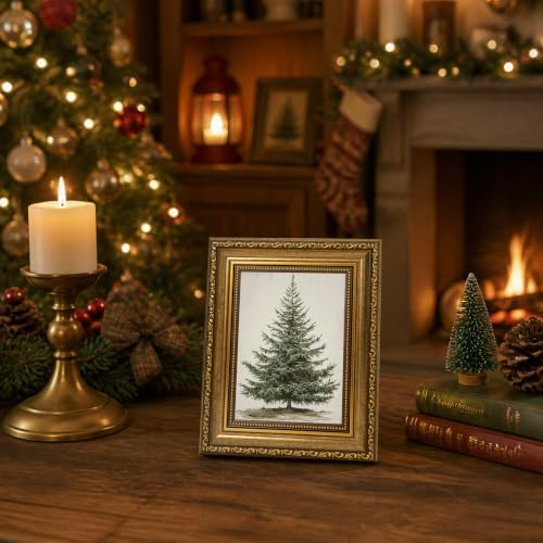 AVECCO Christmas Tree Pine Botanical Wall Art Canvas Framed 8x10 inch - Image 2