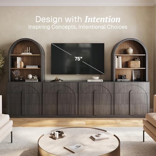 BELLEZE Bijou 126" Wall Unit 6-Piece Modular TV Stand - Image 3
