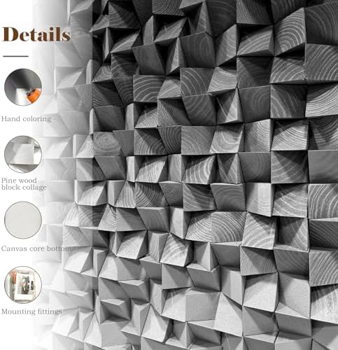 LIUZEYUE Large Monochrome Wood Art Featuring Sculptural Gray Texture - Image 3