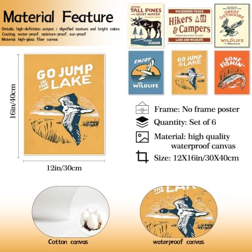 SHRNGCK Vintage Outdoor Posters Set of 6 Funny Wilderness Camping Hiking Wall - Image 2