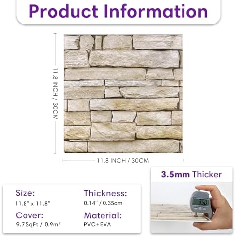 3D Faux Stone Wall Panels Peel and Stick, Designed - Image 4