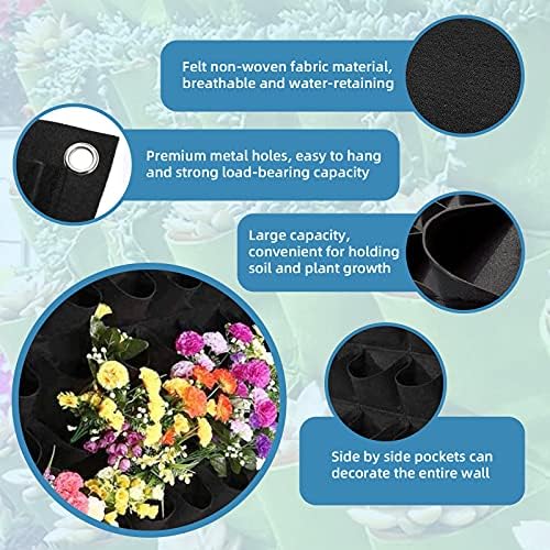 64 Pockets Hanging Planter Bags, Hanging Vertical Wall Mounted Plant Planting - Image 4