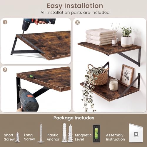 Rustic Wall Shelves 24x6 Inch Set of 3 - Image 7