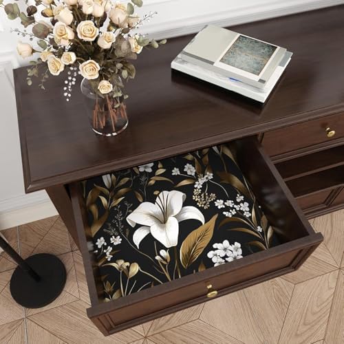 Laatse Vintage Dark Black Golden Floral Peel and Stick Wallpaper 17.5"x197" - Image 7