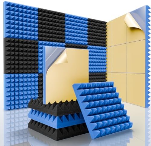 Sonicism Acoustic Panels Self-Adhesive 12 Pack Pyramid 2" X 12" X 12" Acoustic by Sonicism