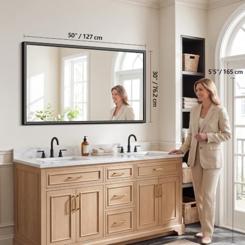 FORBATH Bathroom Mirror for Over Sink, 30x50 Inch Black Wall Mirror - Image 2