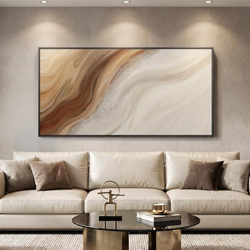 Large Framed Neutral Earth Tone Abstract Wall Art, 1 Piece Vertical 30x60 - Image 4