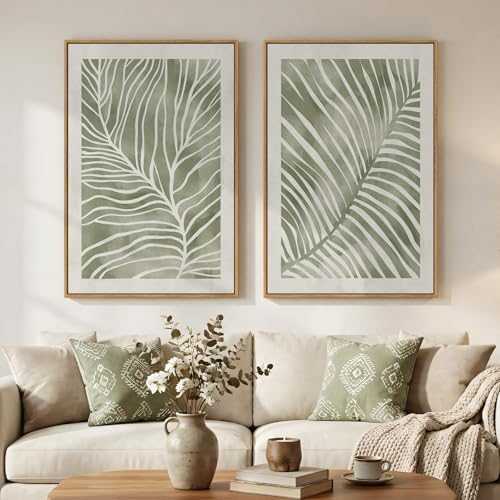 Large Framed Green Abstract Botanical Wall Art by Cuspin