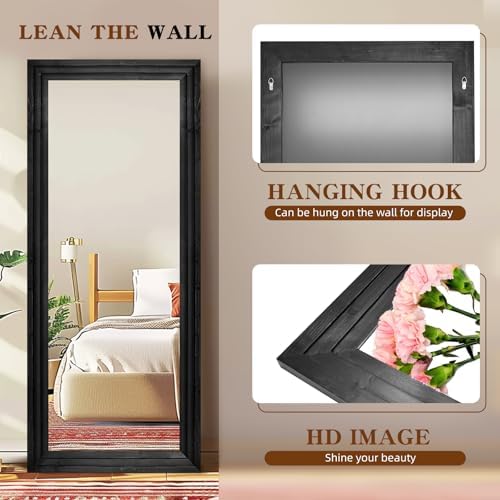 76x34in Full Length Mirror, 3-Tier Stepped Solid Wood Frame - Image 3
