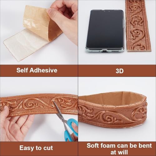 CRASPIRE 177x1.57In Crown Molding Trim Brown Self Adhesive Peel and Stick Foam - Image 4