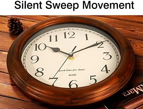 Kesin Wooden wall Clock with Retro Design, 11 Inches Round Wall Clocks - Image 3