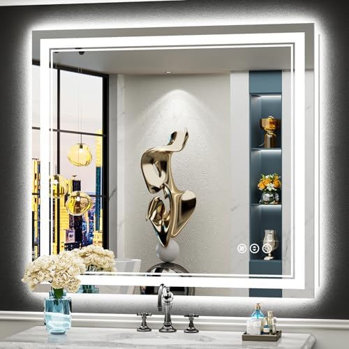 40x38 LED Bathroom Mirror, Backlit & Front Lit Lighted Mirror by Awandee